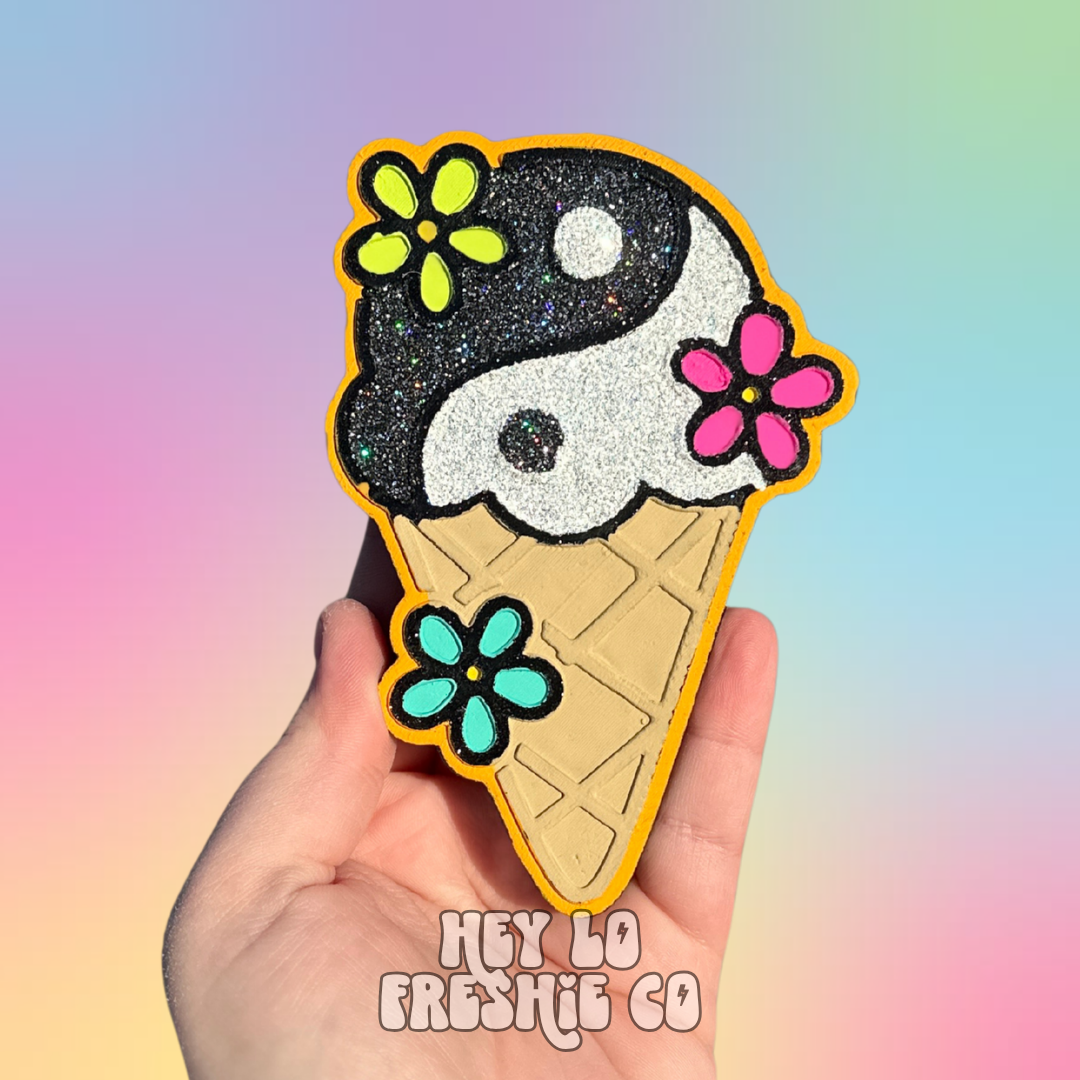 Custom Freshie: Yin Yang Ice Cream Cone