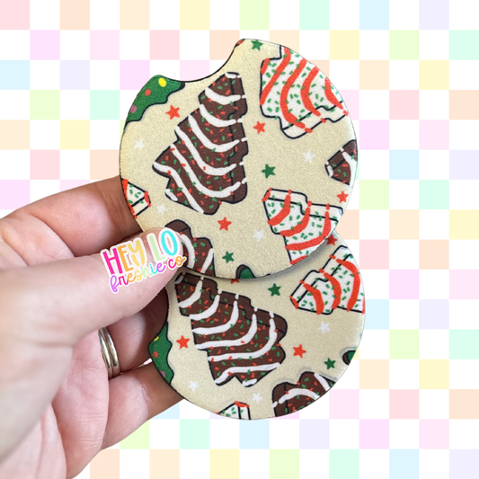 Car Coasters: Christmas Tree Cakes
