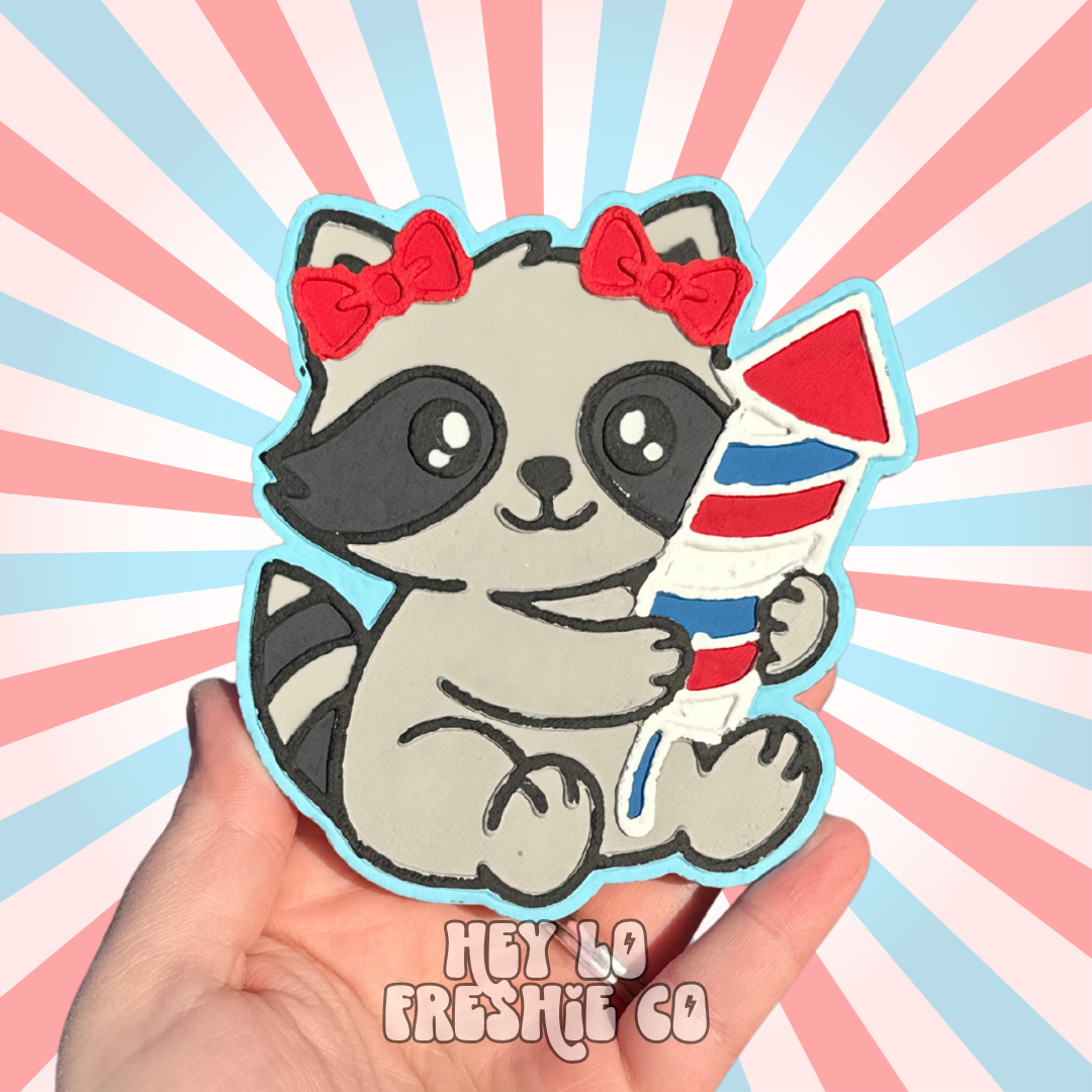 Custom Freshie: Firework Raccoon