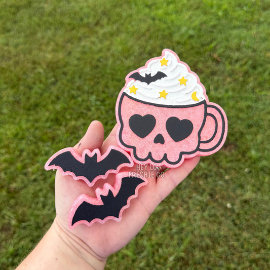 RTS Freshie: Skull Mug + Vent Set (Scent: Strawberry Lemon Cake Pop)
