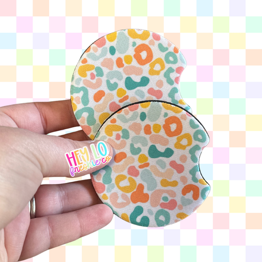 Car Coasters: Colorful Leopard