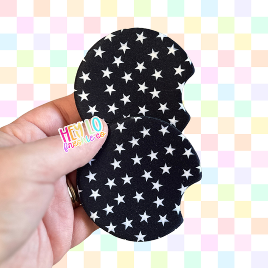 Car Coasters: Black and White Stars