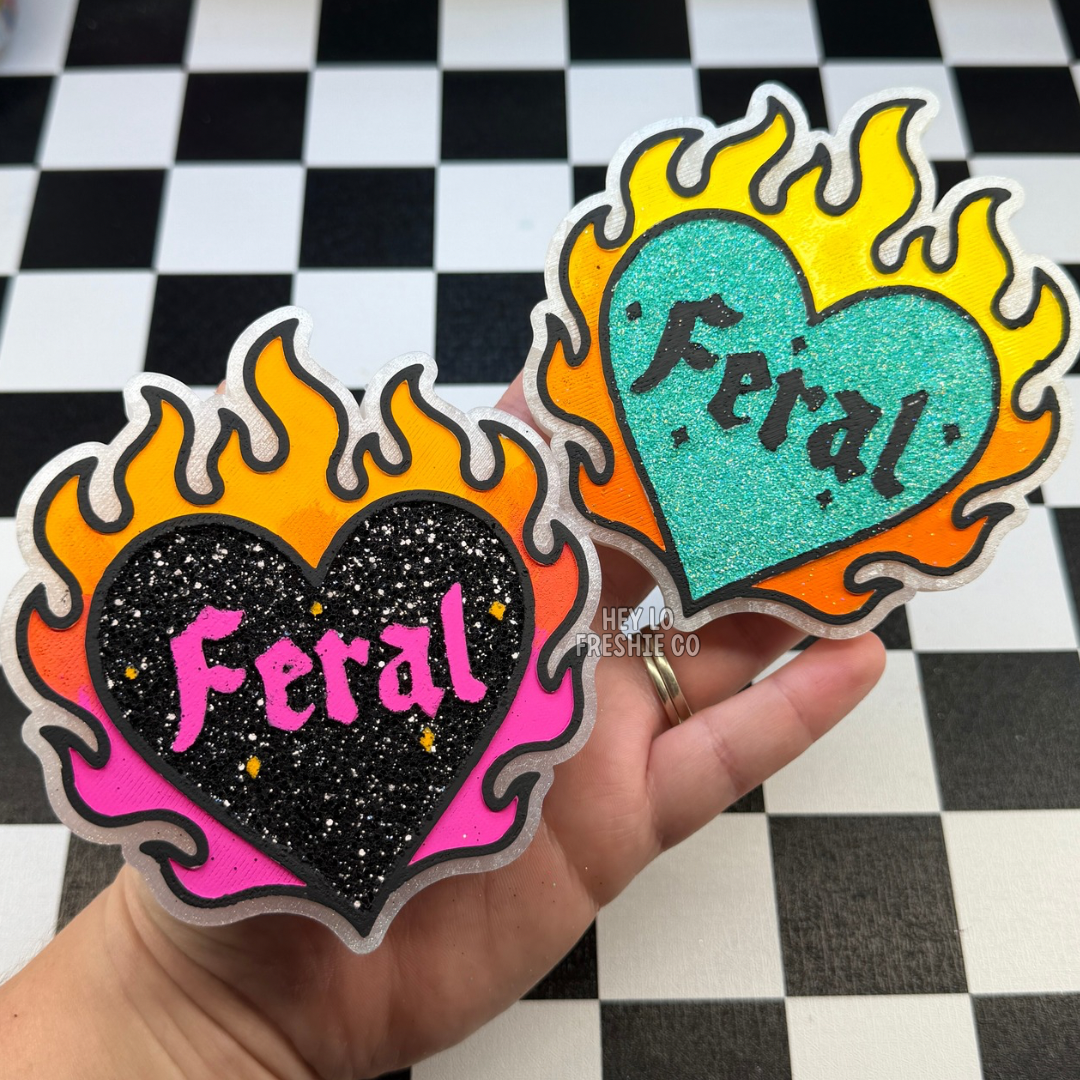 Custom Freshie: Feral Flaming Heart