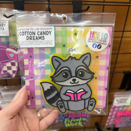 RTS Freshie: Reading Raccoon (Scent: Cotton Candy Dreams)