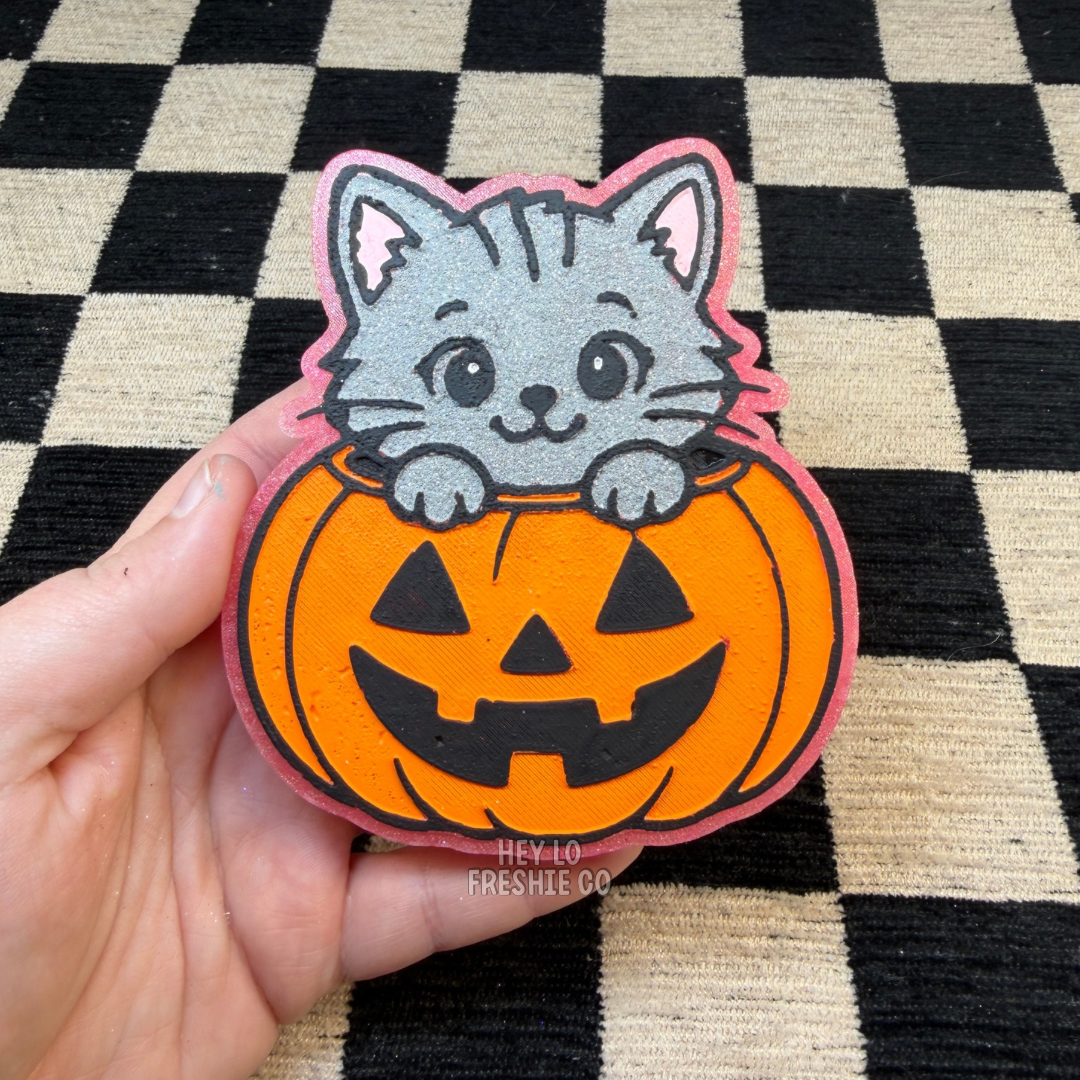 Custom Freshie: Cat In Pumpkin