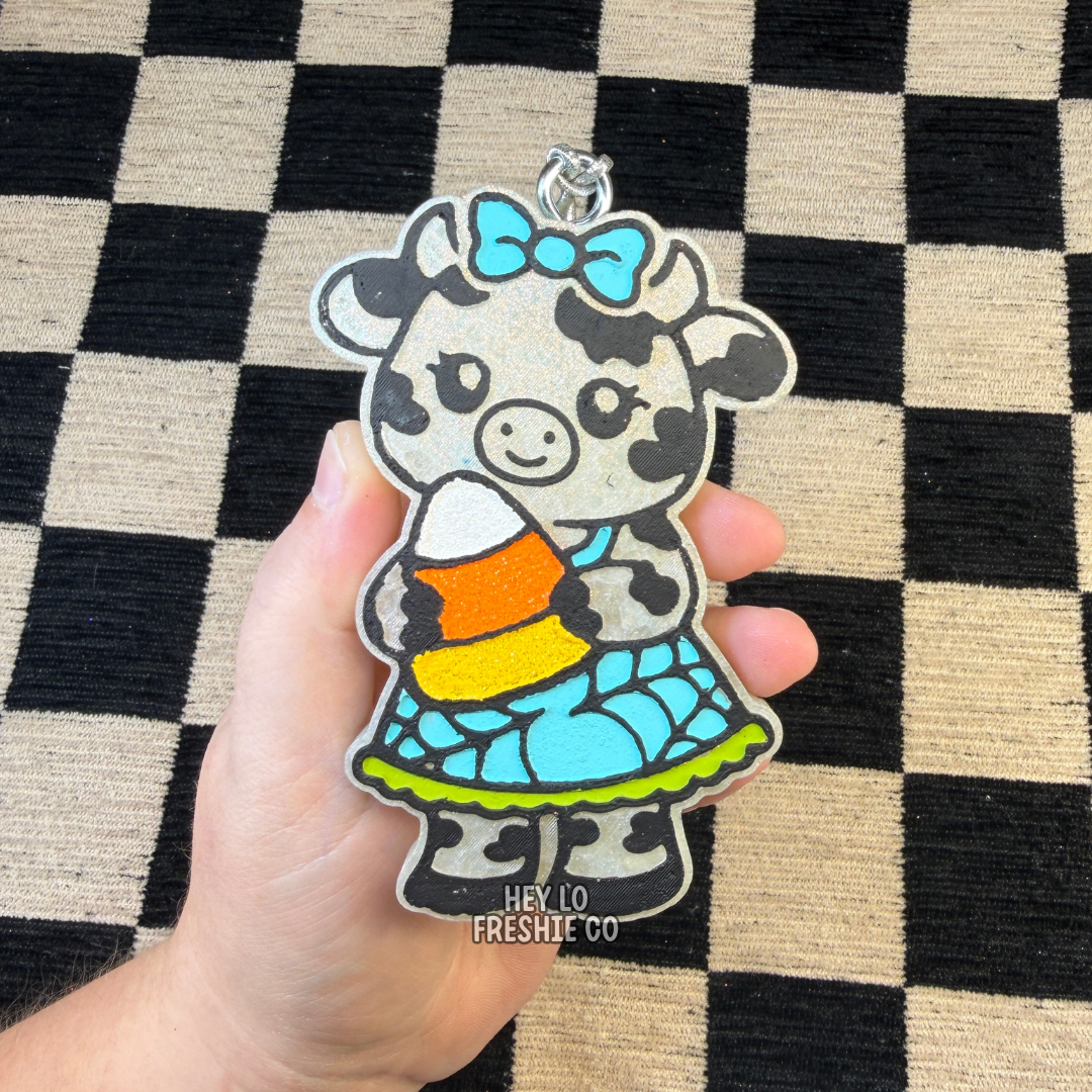Custom Freshie: Cow With Candy Corn