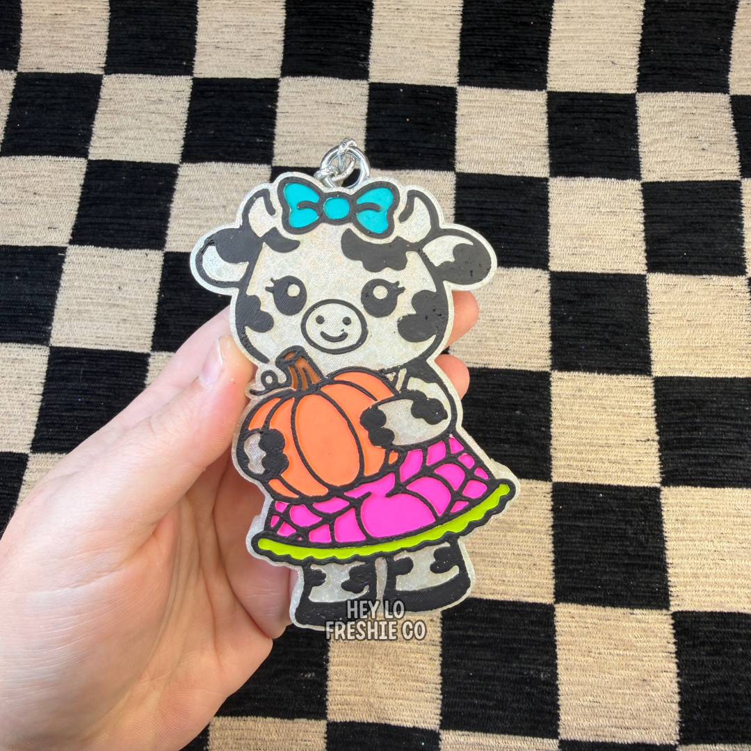 Custom Freshie: Cow With Pumpkin