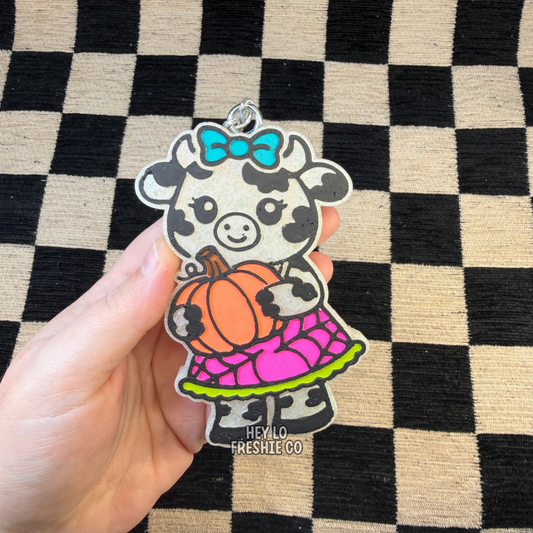 Custom Freshie: Cow With Pumpkin